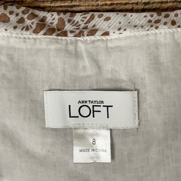 Ann Taylor LOFT Brown White Spaghetti Strap Dress Size 8 - Picture 10 of 12